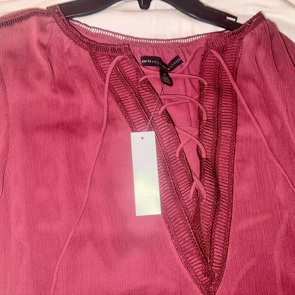 White House Black Market Burgundy-red Blouse, brand new with tag - Picture 3 of 7